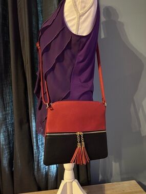Colorblock Tassel Crossbody Bag